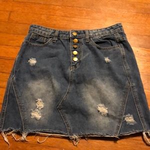 SHEIN Distressed Jean Skirt